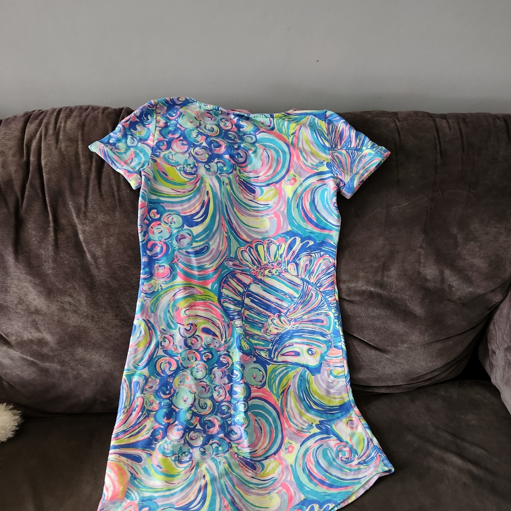 Lilly Pulitzer Xs Dress Colorful Swirl Pattern Dress Tammy Cotton Blend - Picture 4 of 9